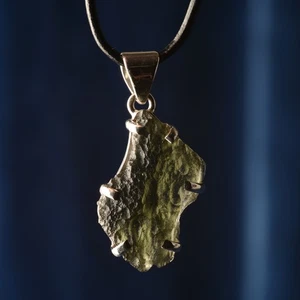 7,11g Moldavit Anhänger 925 Silber montiert Tectit Meteorit Halskette - Bild 1 von 9