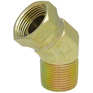 3/8" NPT Male x 1/2" NPT Female Swivel 45 Degree Elbow Adapter 9-1503-6-8 - Picture 1 of 2