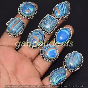 SALE !! Calsilica Gemstone Ring 10Pcs Wholesale Lot 925 Silver Plated Jewelry - Picture 1 of 4