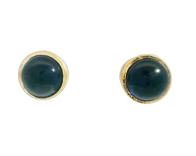 Blue Sapphire Stone Studded Round Shape Earrings  For Girls & Women FE-1365 - Image 1 of 4