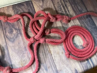 Soportes de cuerda rojos con cuentas de 1 pulgada con cuerda de plomo caballos completos o de tiro Foto 1 de 4