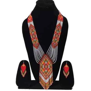 Handmade Necklace Seed Bead Boho American Style Netiv Beaded Multi Strand - Picture 1 of 2