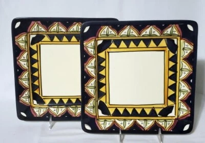 TABLETOPS UNLIMITED GALLERY (2) Square Dinner Plates MEDITERRANEAN 10-3/4" NWT - Image 1 of 3