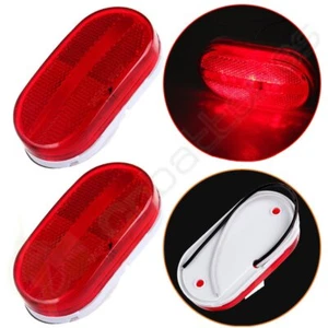 2x Truck Red Oval 12V Side Marker Lights Clearance Lamp Trailer Camper Indicator - Picture 1 of 6