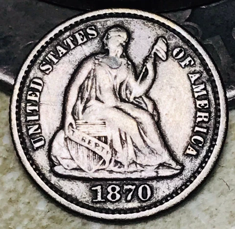 1870 Seated Liberty Half Dime 5C Ungraded Choice 90% Silver US Coin CC18481 Cover