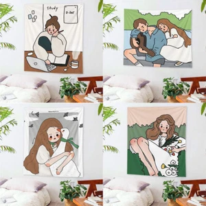 Cute Little Girl Hanging Cloth Nordic Style Illustration TapestryBackgroundCloth - Picture 1 of 47