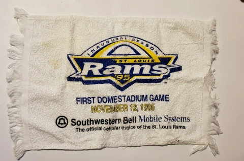St Louis Rams Inaugural Season 1st Dome Stadium Game Rally Towel Nov 12 1995 VTG Cover