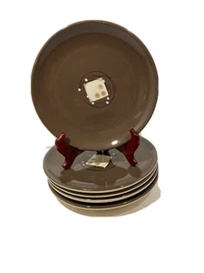 Jetson Essence Set of Five 8.5” Salad Bread Dishes-Atomic Dice Design on Brown - Picture 1 of 7