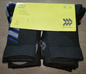 6 PAIR NEW NIP BOYS CREW SOCKS SCHOOL WEAR ALL IN MOTION shoe size 9-2 1/2 med. - Picture 1 of 2