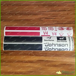 115 HP Johnson Sea-Horse Outboards V4 Motors High Cast Vinyl Decals Stickers Set - Picture 1 of 6