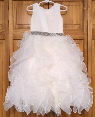 Concurso formal para niñas pequeñas talla 4, corbata con cuentas plateadas, cremalleras, crinolina, capas Foto 1 de 4