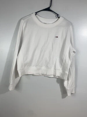 Sudadera De Colección Tommy Hilfiger Blanca L Envejecida Usada Estilo Años 90 Pullover #1261 Foto 1 de 4
