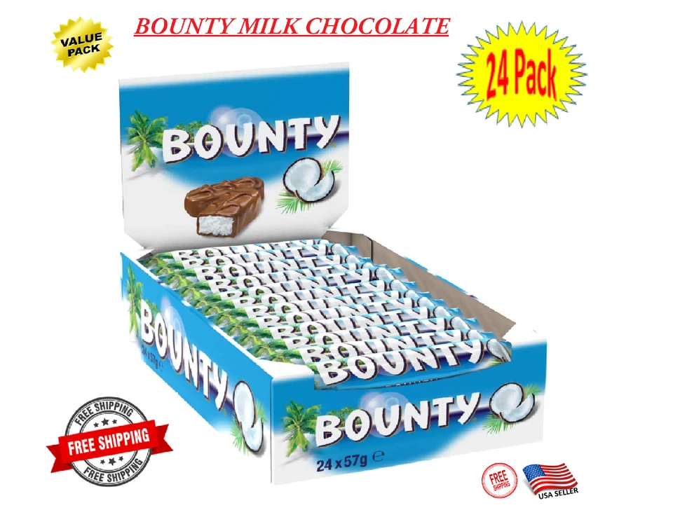 Bounty Coconut Bar Milk Chocolate - 24 Pack
