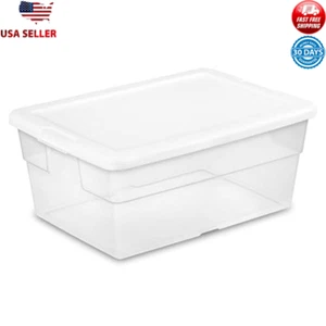 16Qt Stackable Storage Bins W/ Lids Clear Plastic Boxes Organization 12-Pack New - Picture 1 of 7