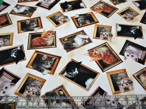Tela de algodón de 2,3 yardas - Retrato literario de gatos gatitos acolchados - Imagen 1 de 1