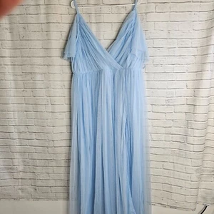 Anaya with Love Curve Cold Shoulder Cami Tulle Maxi Dress UK 20 Elegant Blue - Picture 1 of 16