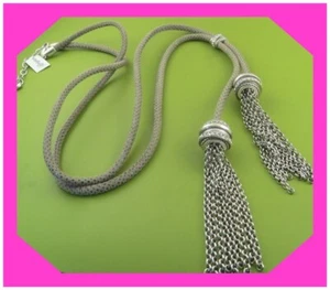 BRIGHTON NEPTUNE'S RINGS LARIAT BEIGE Leather SILVER NECKLACE NWtag $98 60% OFF - Picture 1 of 4