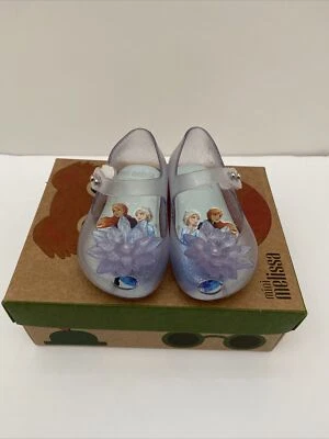 Mini Melissa Vidrio Brillo Congelado Bebé Niña Niño Zapatos - Mary Janes con Flor Foto 1 de 4
