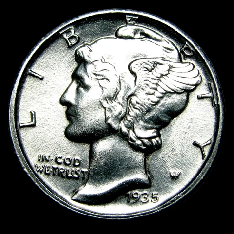 1935-D Mercury Dime Silver ---- Gem BU+ FB Stunning Coin ---- #UU718 Cover