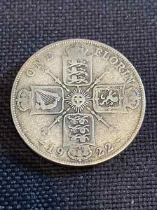 Großbritannien George V .500 Silber 1922 One Florin Münze - TOP - Bild 1 von 11