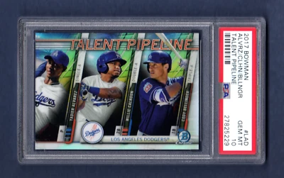 CODY BELLINGER ALVAREZ CALHOUN 2017 BOWMAN PIPELINE ROOKIE RC PSA 10 GEM DODGERS - Image 1 of 2