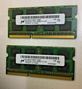 8GB 2x4GB Micron MT16KTF51264HZ-1G6M1 12800S-11-11-FP DDR3-1600 HP Laptop Memory - Picture 1 of 2
