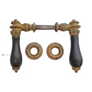Poignée De Porte Antique Bronze Ébène Poignées Rosettes Anciennes 9 Pièces - Bild 1 von 1