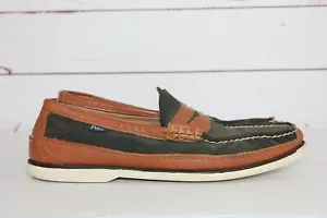 Polo Ralph Lauren Blackley Penny Canoe Men Green Brown Sz 11.5 Loafer Boat Shoes - Picture 1 of 9