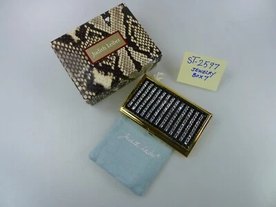 Estuche con tarjetero de visita Judith Leiber firmado de colección con cristal, chapado en oro Foto 1 de 4