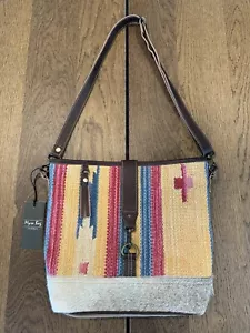 NWT Myra Yellow Shoulder Bag Purse Multicolor Leather Adjustable Strap Pockets - Picture 1 of 14