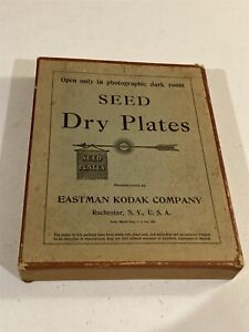 vintage Eastman Kodak Seed Dry Plates, sealed, 6.5 x 8.5 inches, 1 dozen