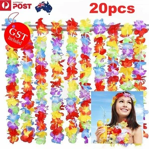 20 PCS Hawaiian Lei Leis Tropical Beach Theme Luau Party Flower Necklace Garland - Picture 1 of 7