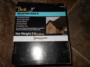 NEW Do It 3" Roofing Nails 7.62 cm 5 lbs XL Head Diamond Point Smooth Shank - Picture 1 of 3