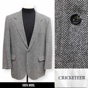 CRICKETEER VINTAGE TWEED mens gray 100% WOOL sport coat suit jacket blazer 46 R - Picture 1 of 14