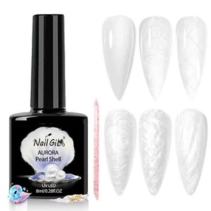 NAILGIL Pearl Gel Nail Polish, Aurora Shimmer White Mermaid Gel Polish Nail - Picture 1 of 6