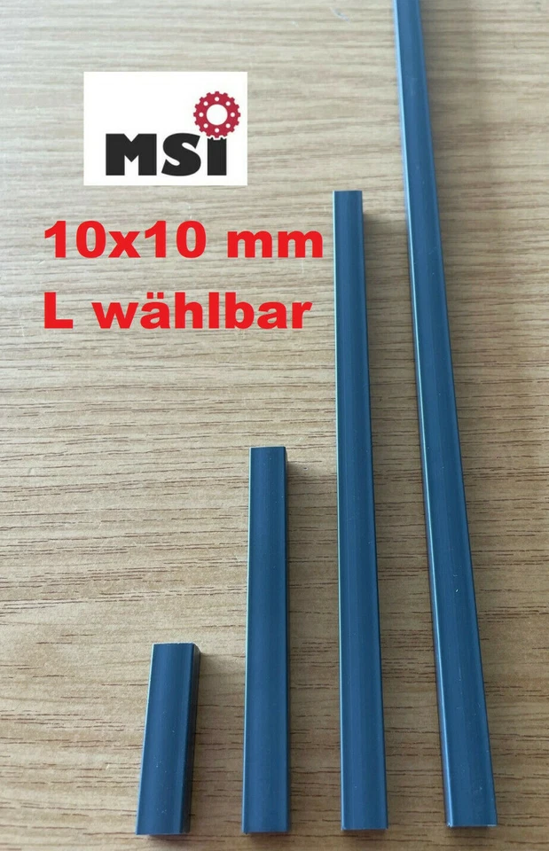 MSI PVC Vierkant Stab 10x10mm Länge L ab 25mm!! Leiste Kunststoff Stange grau