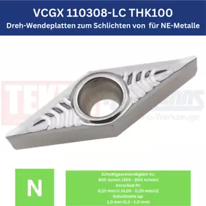 9 x VCGX 110308-LC THK100 Dreh-Wendeplatten für ALU & NE-Metallen - Bild 1 von 1