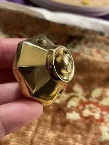 Vintage Heavy Octagon Design Solid Push Button Doorbell Brass U.S.A SALVAGED - Picture 1 of 12