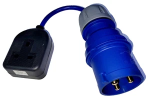 Generator Fly Lead 32 Amp Plug To 13A Socket Caravan Hook Up Power Cable NEW - Picture 1 of 8