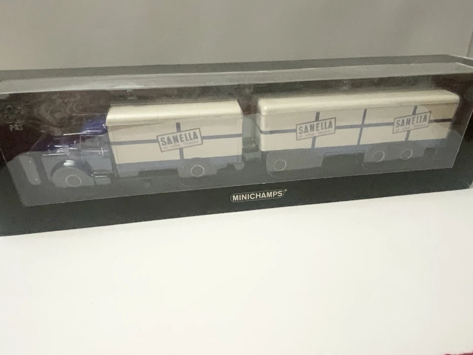 1/43 Bussing 8000 S13 Kofferzug "Sanella" truck & trailer LE 504 Minichamps - Image 1 of 4