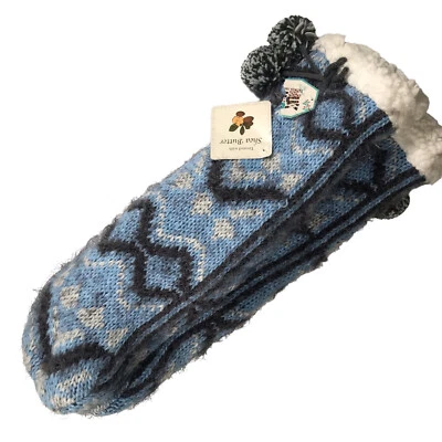 New MUK LUKS Womens Blue Cabin Socks with Shea Butter - Image 1 of 4