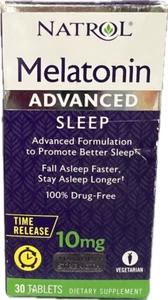 Natrol Melatonin Advanced Sleep Aid 10mg 30 Tablets Time Release EXP. 09/25 - Picture 1 of 2