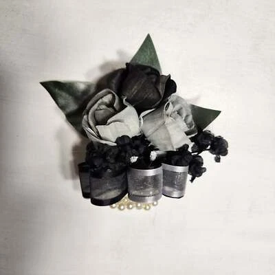 Silver Black Rose Calla Lily Sola Wood Bridal Wedding Bouquet Accessories - Image 1 of 4