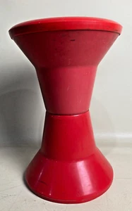 ORIGINAL VINTAGE C1970'S RED CAROMA PLASTIC ARCADE STOOL - KARTELL ERA - Picture 1 of 7