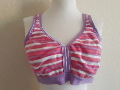 Comfort Choice 40D Pink Stripe Soft Cup Comfort Straps Cotton Knit Bra - Image 1 of 4