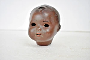 Vintage Doll Head Porcelain Foreign 1935 6/D Marked Baby doll Brown Color Collec - Picture 1 of 16