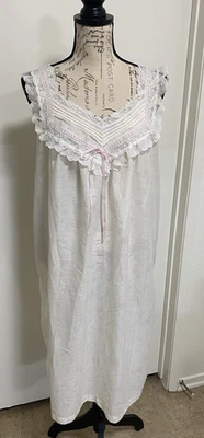 Camisón Barbizon vintage para mujer blanco ribete de encaje cinta floral ropa de dormir con volantes Foto 1 de 4