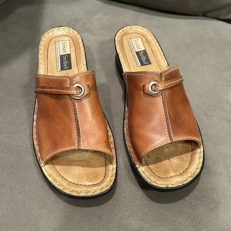 Zapatos Sandalia Josef Seibel Cuero Tacón Mula Para Mujer Talla 10 EE. UU./41 UE Marrón Y2K Foto 1 de 4
