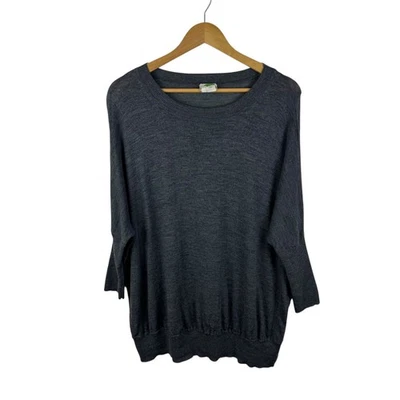 By Anthropologie Wool Sweater Medium Grey Slouchy Cozy Minimalist Fall Neutral - Image 1 of 4