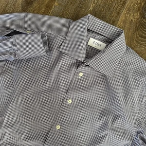 Eton Oberhemd Herren 16 41 Blau Weiß Gingham Kariert Slim Fit Langarm Knopf - Bild 1 von 9